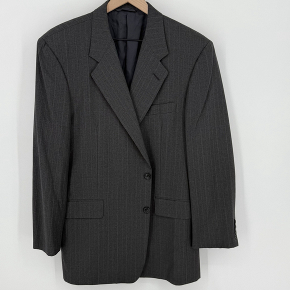 Hickey Freeman Loro Piana Tasmanian Super 120s Wool 2 Button Blazer 42R Gray